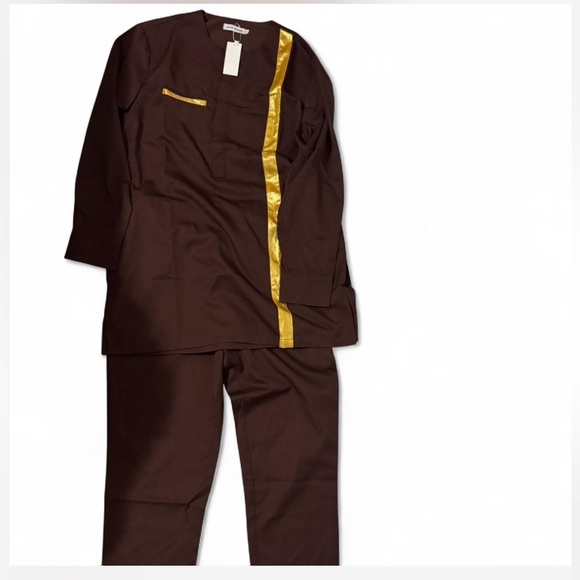 Brown and gold Afripride set #AfricanFashion size XL - Picture 1 of 4